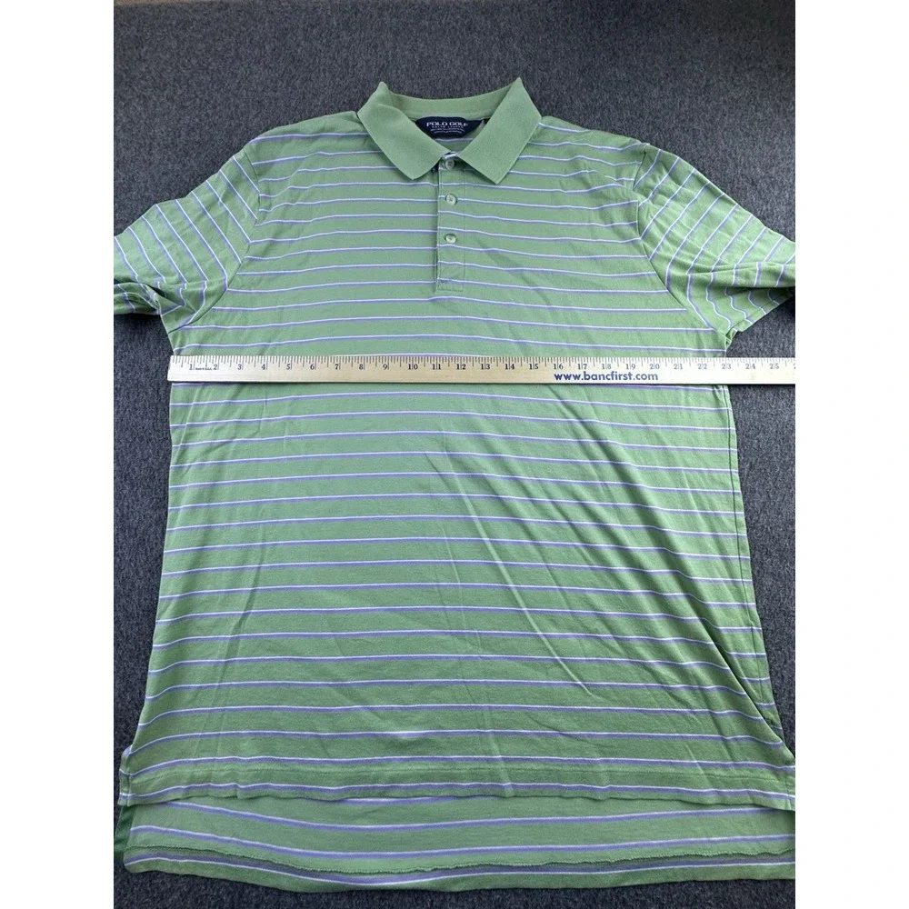 Polo Golf Ralph Lauren Polo Mens Large Green Striped Pima Cotton Logo Activewear